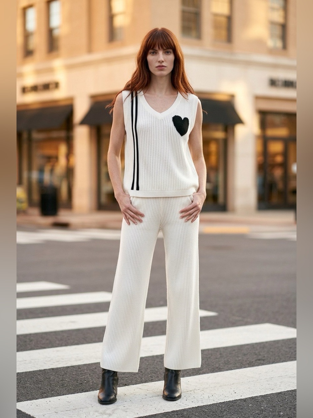 Elegant V-Neck Sweater with Heart Detail. NWOT.